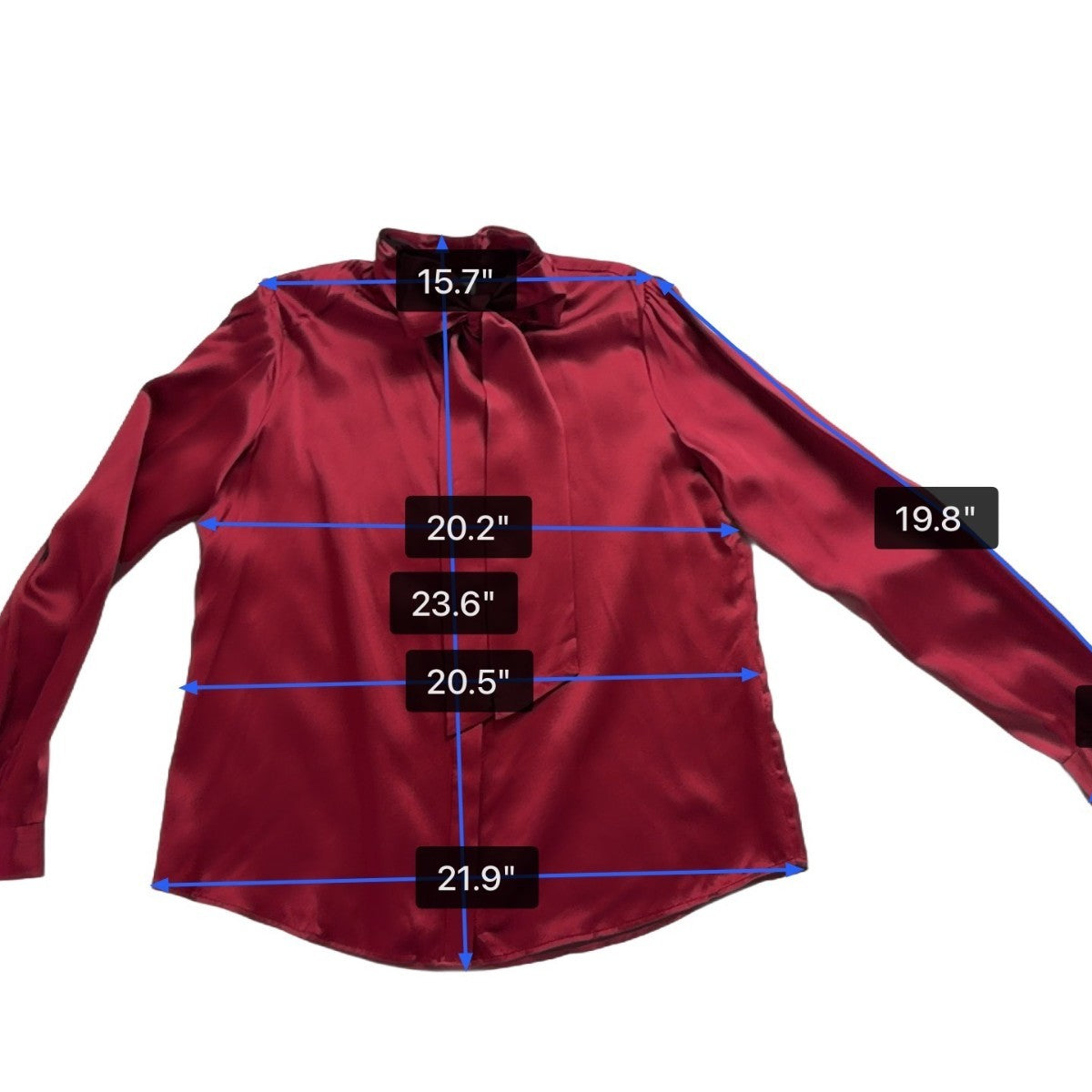 LilySilk Womens Red 100% Mulberry Silk Long-Sleeve Bow Blouse Luxury Design Sz M