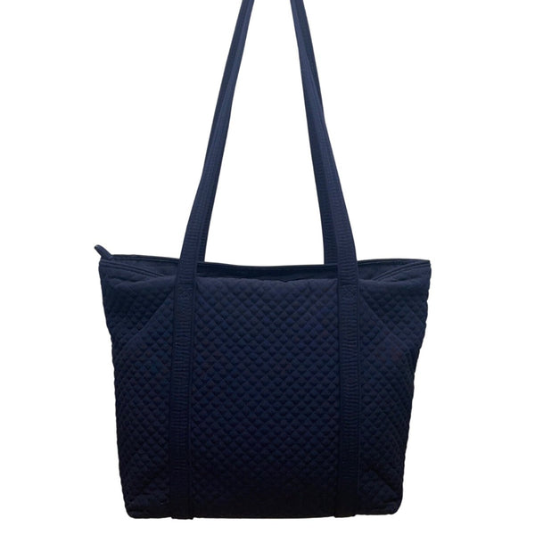 Vera Bradley Women’s Navy Blue Quilted With Zipper Closure Shoulder Tote Bag
