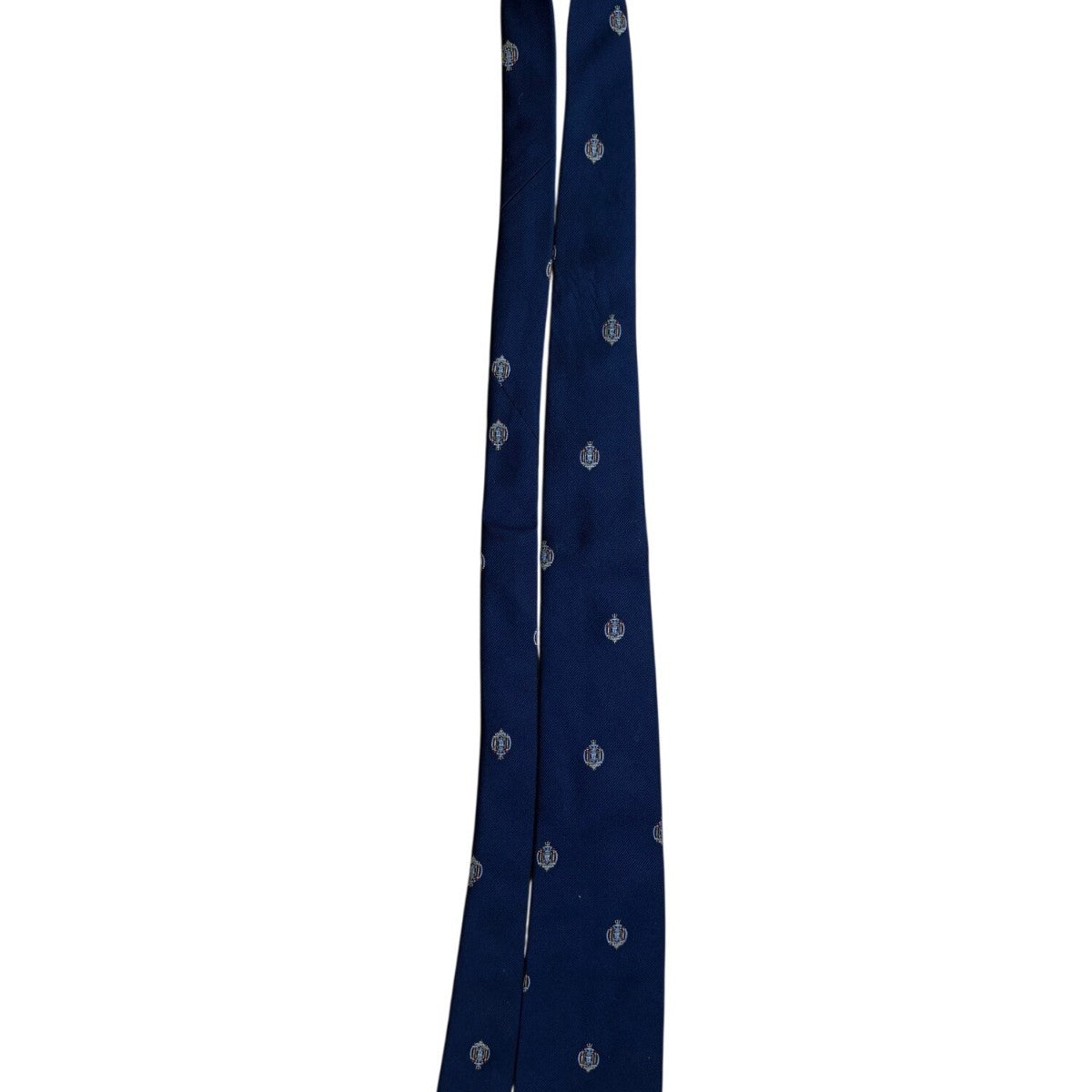 Johnsons Inc Mens Navy Polyester Embroidered Neck Tie Crest Pattern
