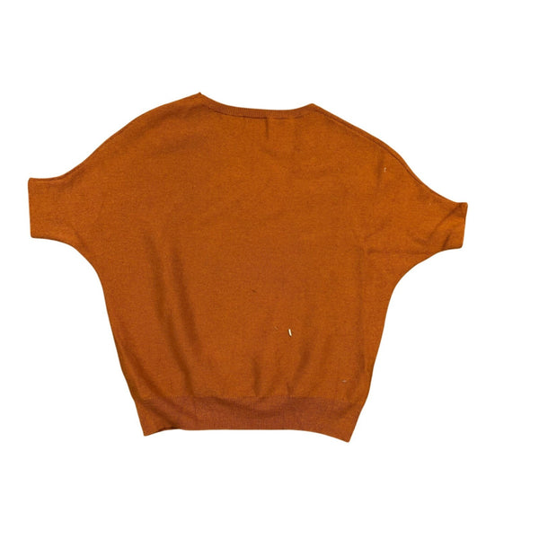 The Reset Womens Rust Wool Knit Short Sleeve Sweater Stylish Size XS