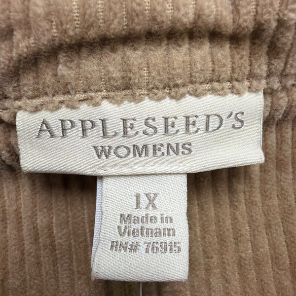 Appleseeds Womens Tan Corduroy Button-Up Jacket Two Pockets Relaxed Fit Size 1X