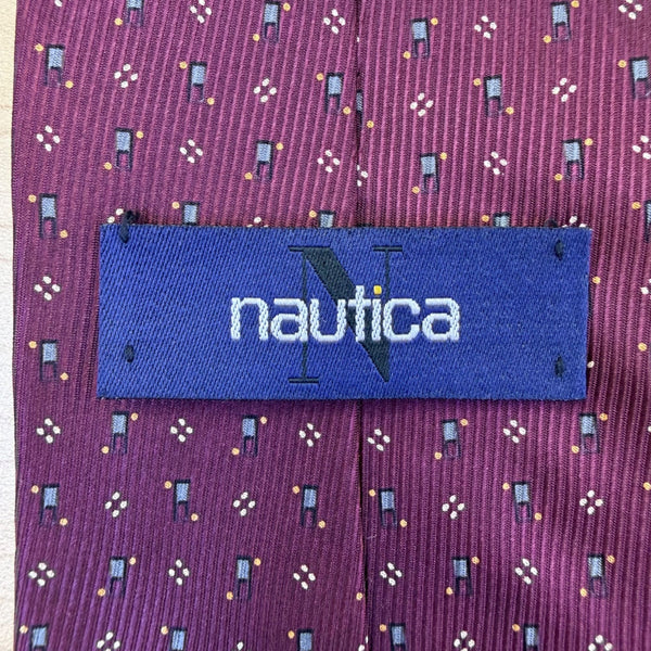 Nautica Mens Purple Silk Patterned Tie Classic Office Formal Accessory Imported