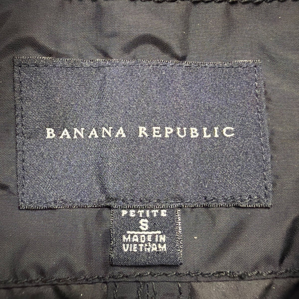 Banana Republic Womens Navy Trench Coat Polyester Fabric Belt Tie Petite Size S