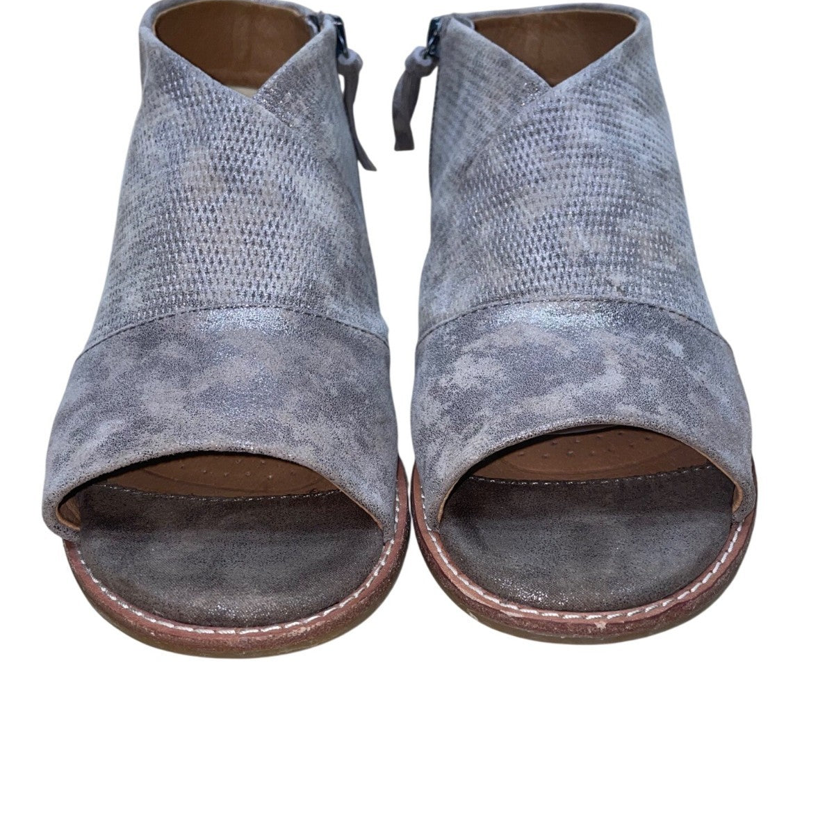 Sofft Women’s Gray Leather Zipper Closure  Open-Toe Block Heel Sandals Size 8M