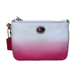 Coach Women’s Pink & White Ombré Leather With Key Lace Detail Wristlet Clutch