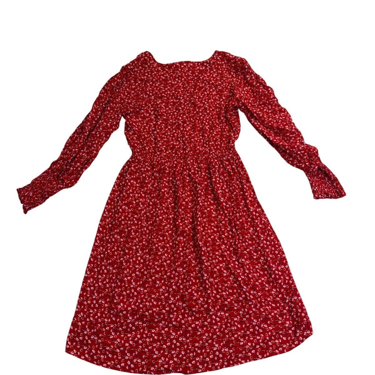 Gap Womens Red Floral V-Neck Long Sleeve Midi Dress Size S