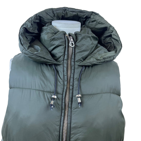 Zara Trafaluc Womens Green Puffer Hooded Vest Lightweight Quilted Outdoor Size M