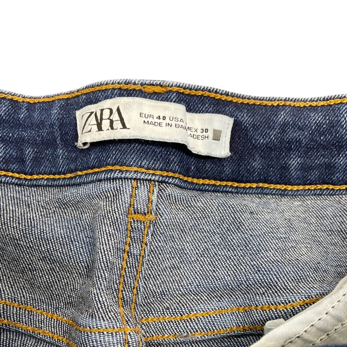 Zara Women's Navy High-Rise Cropped Bootcut Jeans With Frayed Hem Sz M