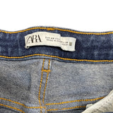 Zara Women's Navy High-Rise Cropped Bootcut Jeans With Frayed Hem Sz M
