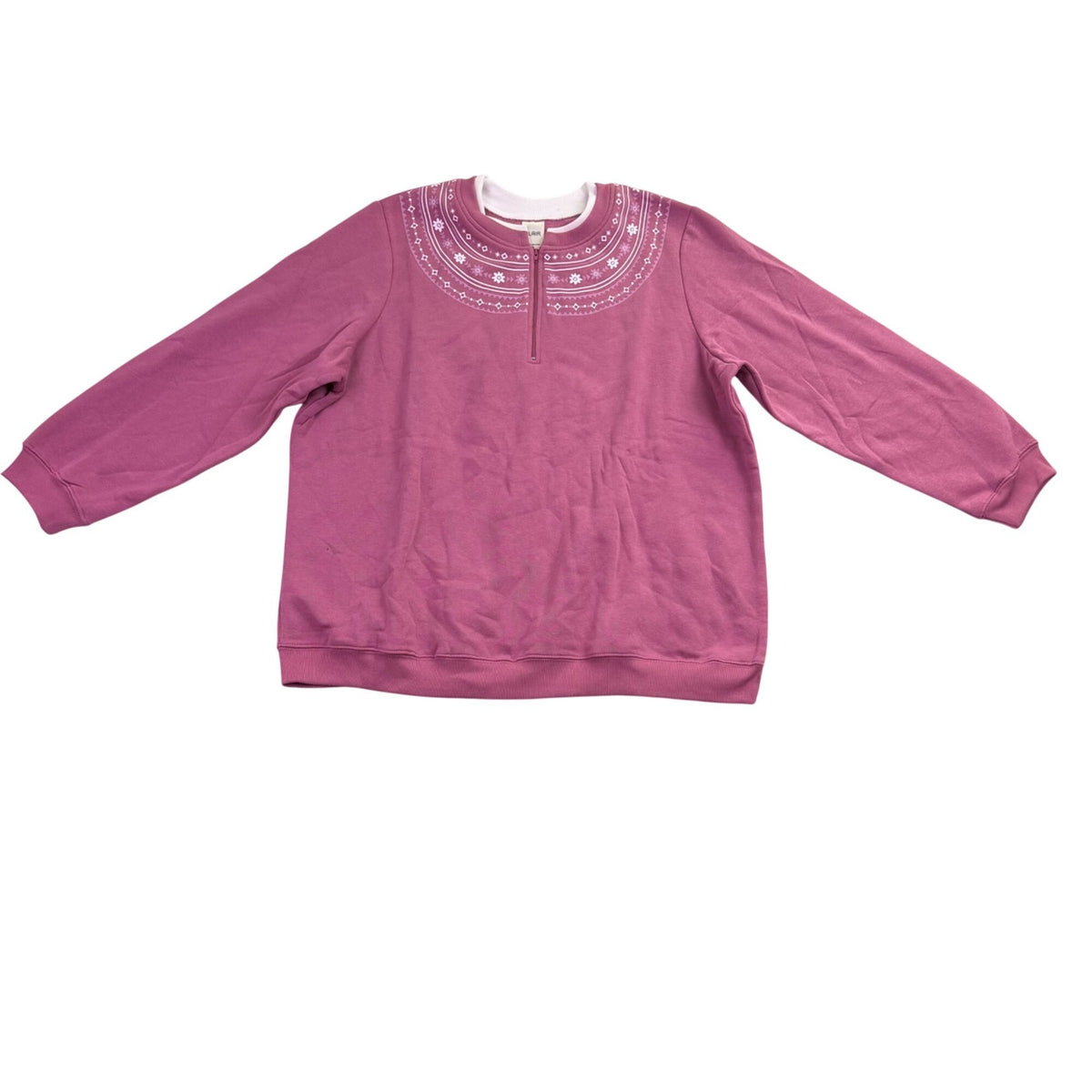 Blair Womens Pink Embroidered Pullover Sweatshirt & Elastic Waist Pants Sz P2XL