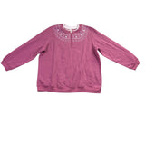 Blair Womens Pink Embroidered Pullover Sweatshirt & Elastic Waist Pants Sz P2XL