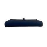 Black Satin Chain Handle With Silver Rhinestone Leaf Closure Evening Clutch