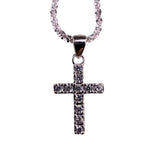 Sterling Silver Womens Cross Pendant Necklace Adjustable Chain Sparkling Design