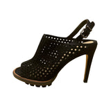 Via Spiga Womens Black Suede Slingback Perforated High Heel Sandals Sz 6M