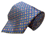 Fabergé Mens Blue All Silk Geometric Patterned Handmade Tie Made In USA