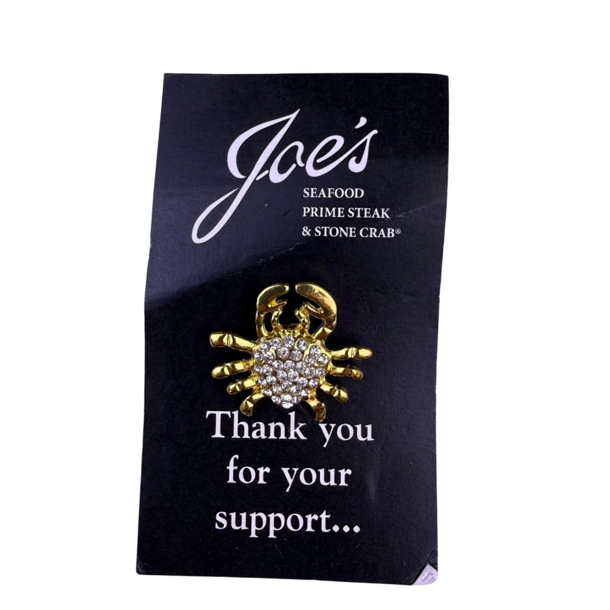 Joes Gold-Tone Rhinestone Crab Pin Brooch Lapel Pin Small Size Unique Accessory