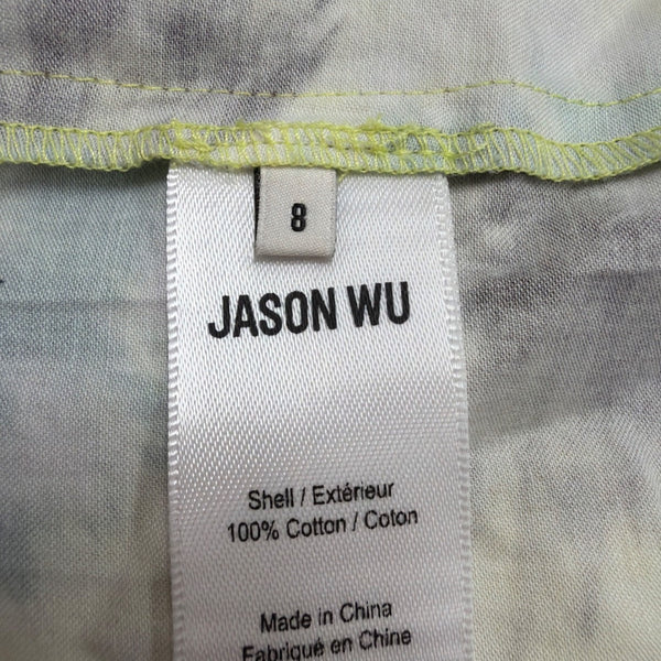 Jason Wu Womens Yellow & Multicolor Midi Dress Tie-Dye Print Short Sleeve Sz 8