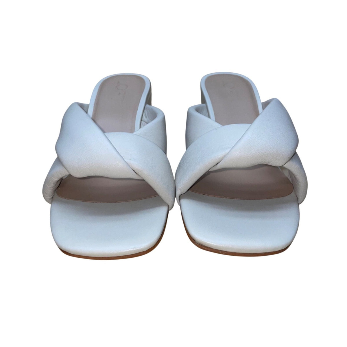 Loft Women’s Dusty Bone Leather Twist Mule-Missy Block Heel Sandals Size 7
