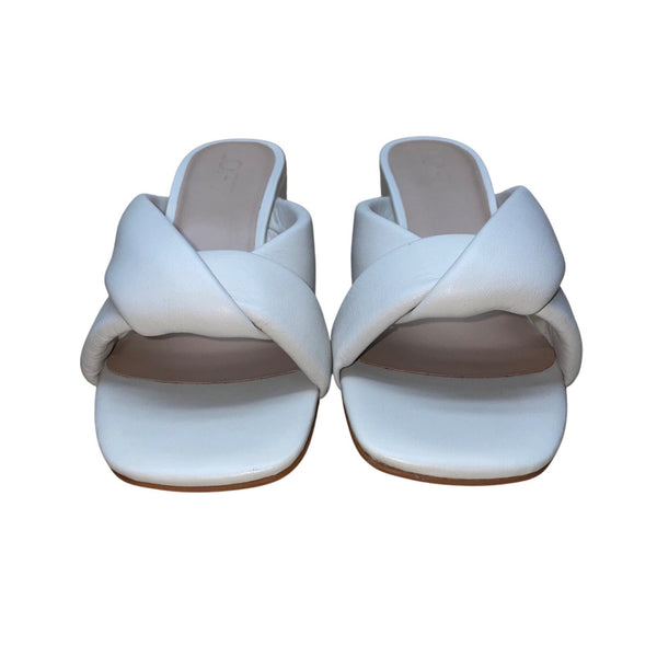 Loft Women’s Dusty Bone Leather Twist Mule-Missy Block Heel Sandals Size 7