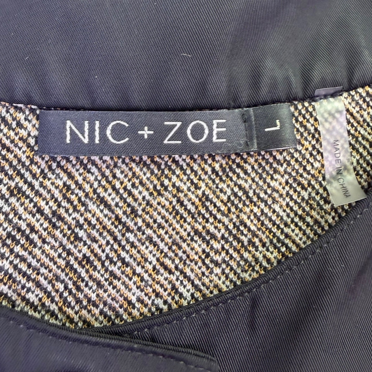 Nic + Zoe Womens Black & Tan Cotton Blend Leaf Print Long Sleeve Jacket Size L