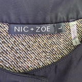 Nic + Zoe Womens Black & Tan Cotton Blend Leaf Print Long Sleeve Jacket Size L