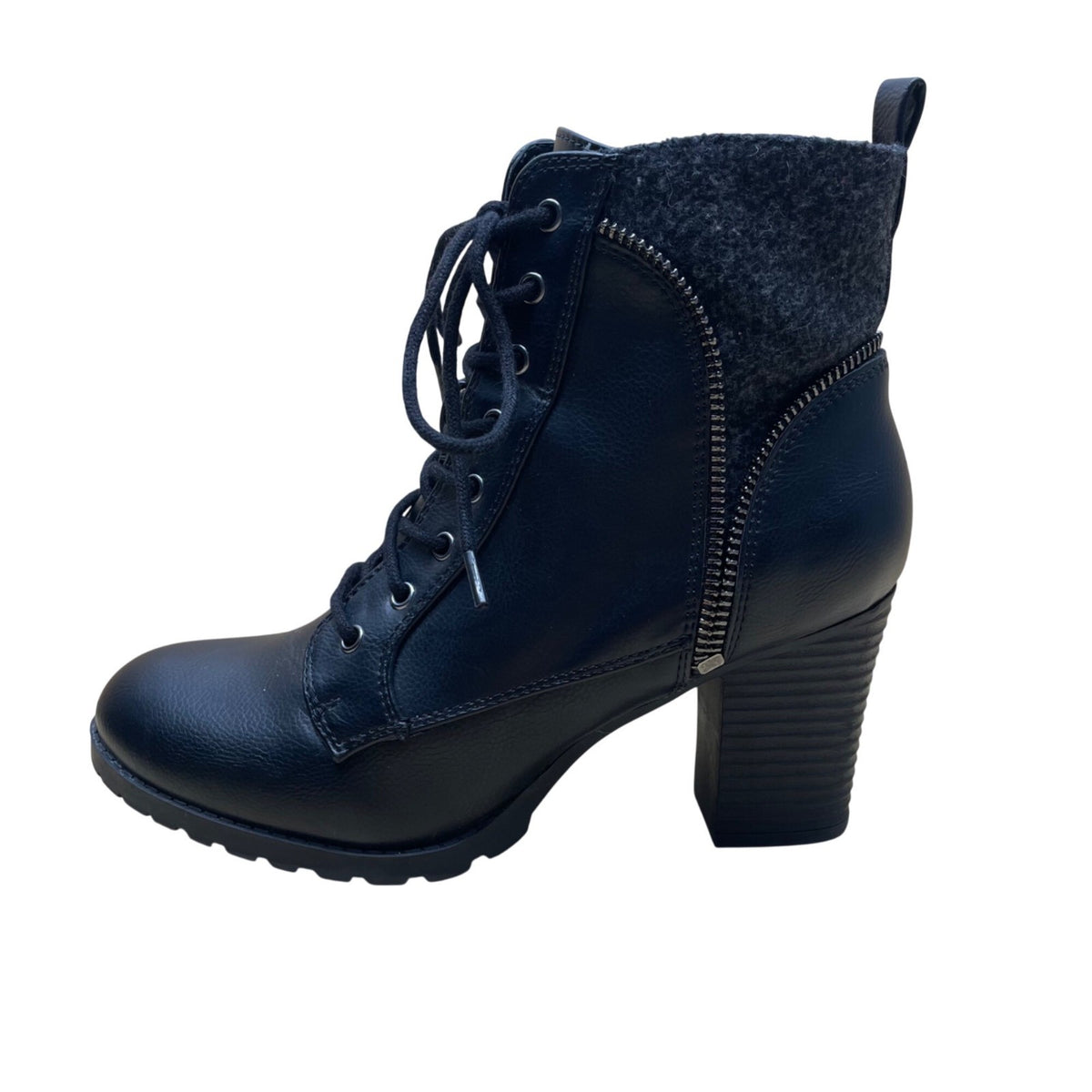 Kelly & Katie Women’s Black Faux Leather Lace-Up Ankle Boots Size 7M