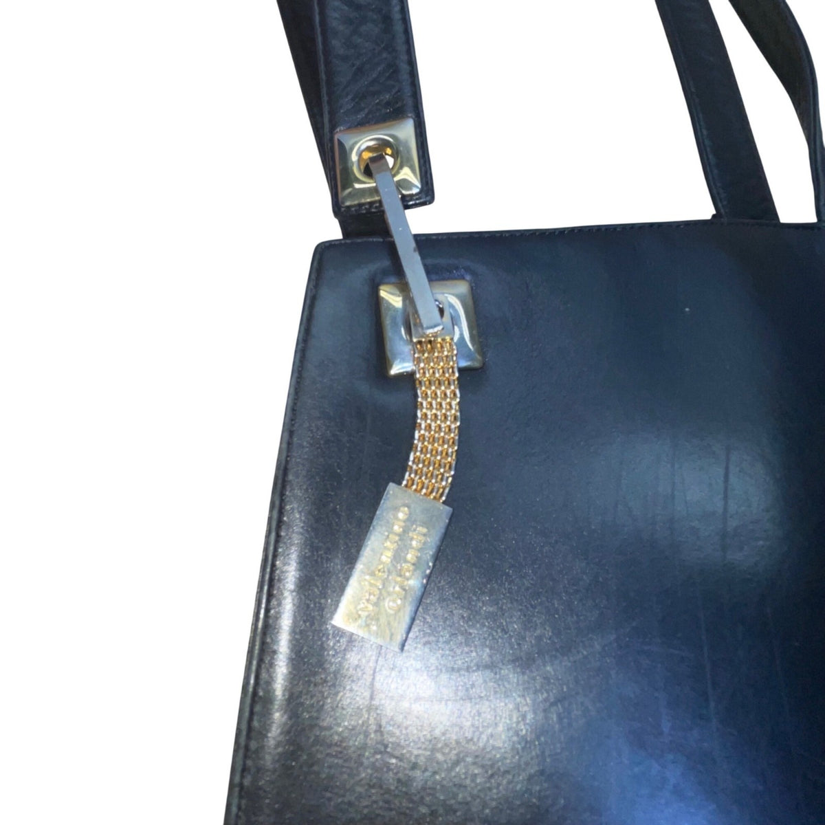 Valentino Orlandi Made In Italy Women’s Black Leather Gold Hardware Shoulder Bag