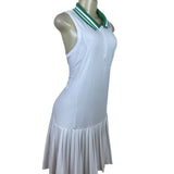 Addison Bay White Tennis Dress Sleeveless Pleated Skirt & Green Collar Sz XXL