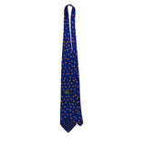Alynn  Blue 100% Silk Pumpkin Pattern Necktie Fall Holiday Design Made In USA