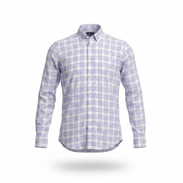Banana Republic Mens Purple & White Plaid Long Sleeve Grant Fit Shirt Size M