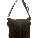 Coach Women’s Black Monogram & Leather Details Adjustable Strap Shoulder Bag