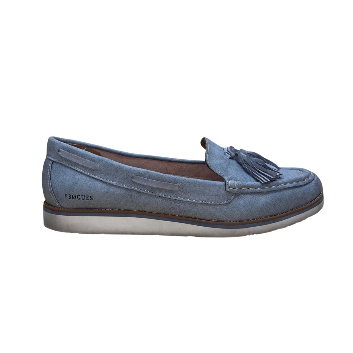 Brogues Women’s Light Blue Faux Leather Casual Slip-On Tassel Loafers Size 9.5M