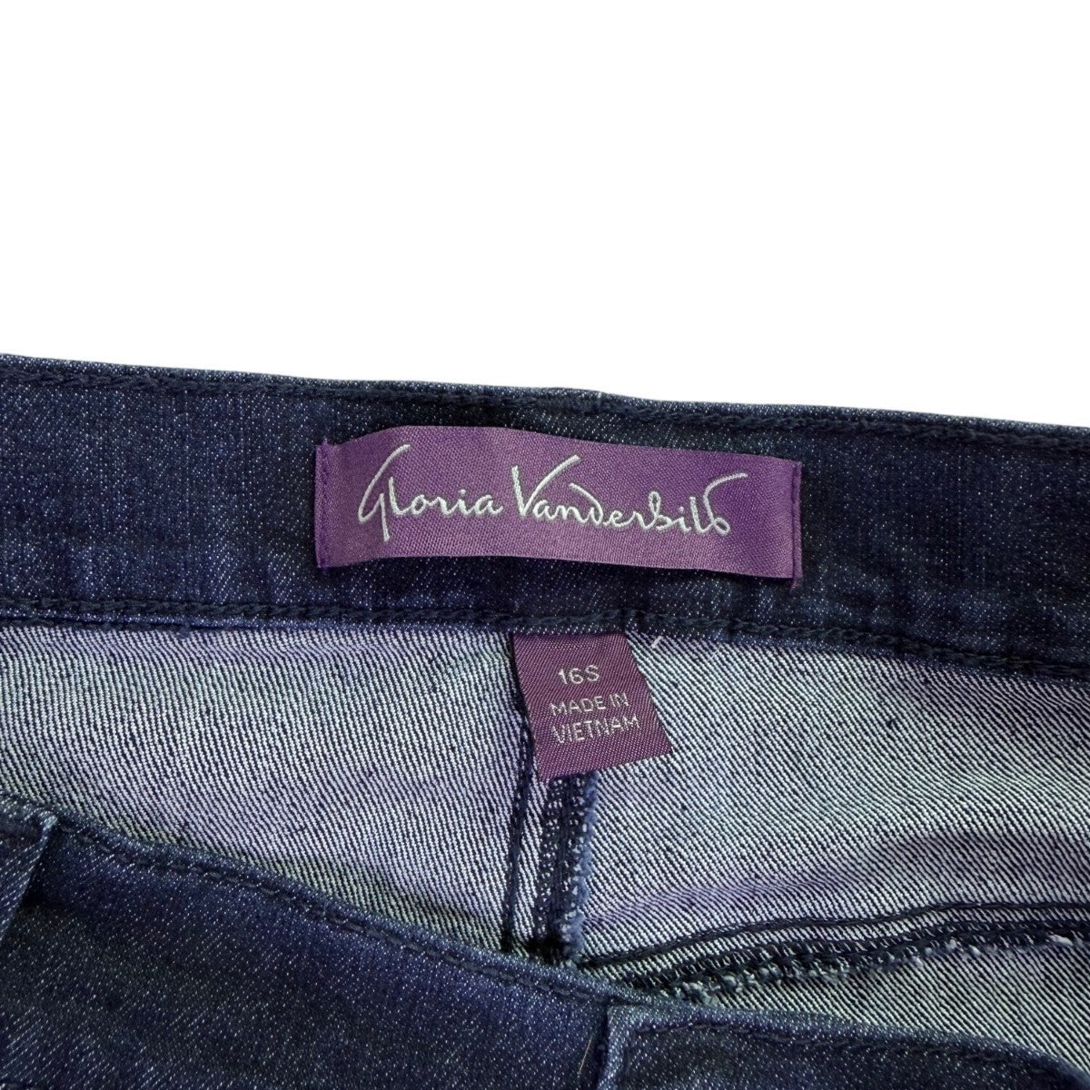 Gloria Vanderbilt Womens Dark Wash Denim Amanda Cuffed Capri Jeans Size 16S