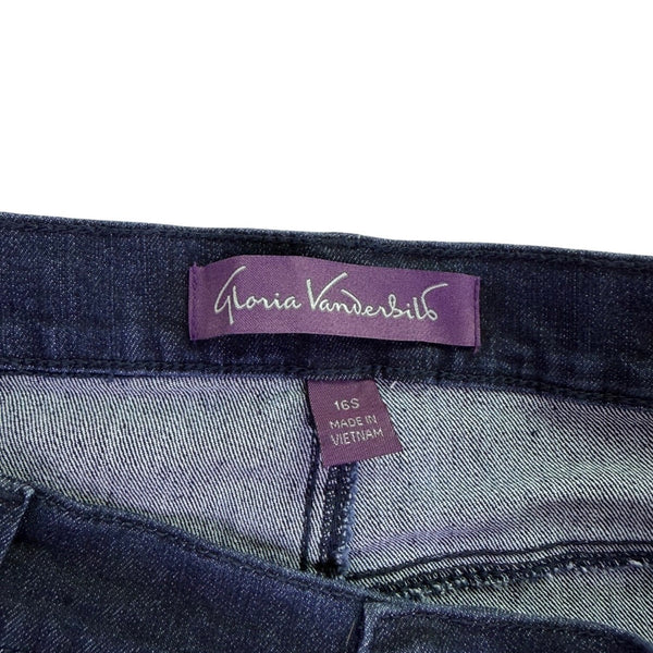 Gloria Vanderbilt Womens Dark Wash Denim Amanda Cuffed Capri Jeans Size 16S