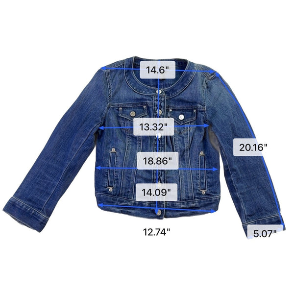 White House Black Market Womens Blue Denim Jacket Button Front Size 0 