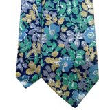 Liberty Mens Blue Floral 100% Cotton Neck Tie Adjustable Made In USA
