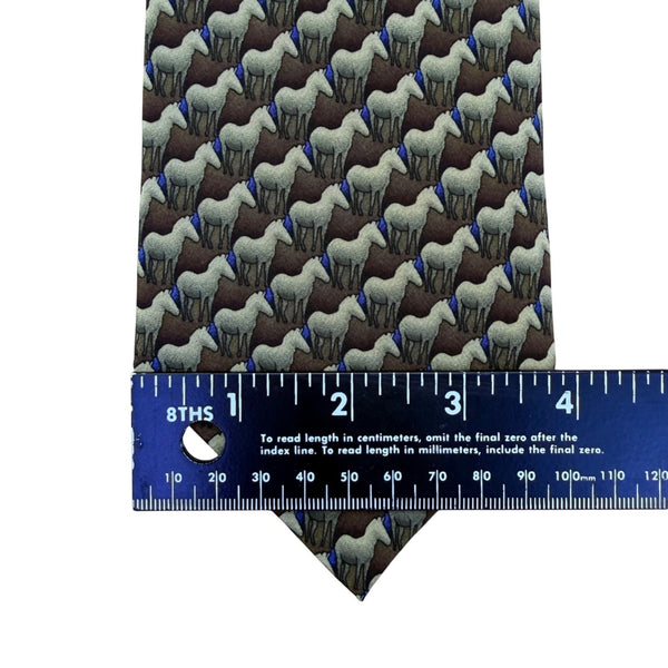 The Nature Conservancy Mens Brown 100% Silk Mongolian Horse Pattern Tie Handmade
