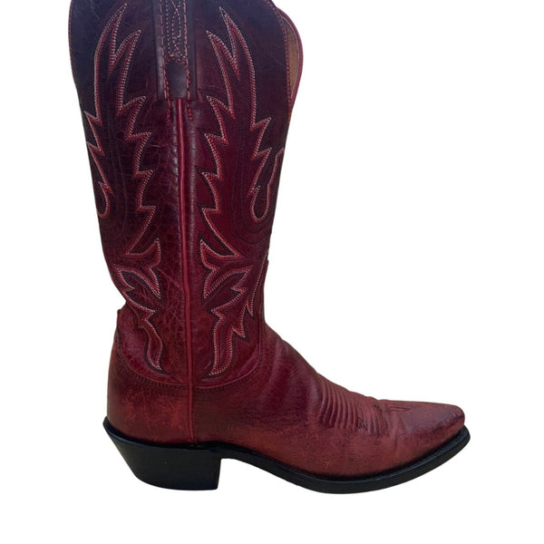 Vintage Lucchese Women’s Western Cowboy Boots Burgundy Leather Size 6.5 B