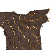 Oleg Cassini Womens Brown Silk Mesh Sequin Embellished Cocktail Dress Size 8