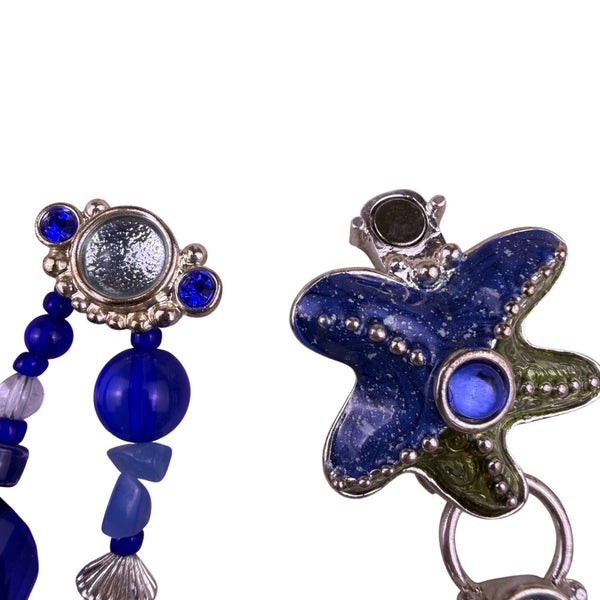 Chicos Womens Blue Green Mixed-Materials Starfish Magnetic Closure Bracelet 