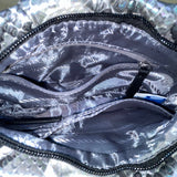 Simply Vera Women’s Metallic Gray Snakeskin Signature Logo Wristlet Clutch