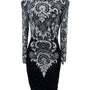 Vintage Sweet Lo Women’s Black and White Beaded Sequin Long Sleeve Dress M New