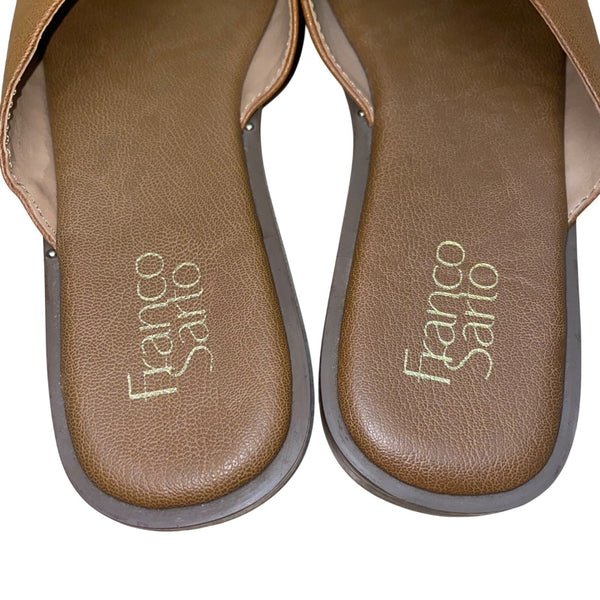 Franco Sarto Women’s Brown Leather Open Toe Slip-On  Riviera Sandals Size 7.5M