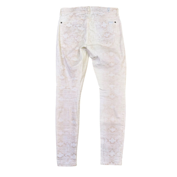 7 For All Mankind Womens White Skinny Pants Snakeskin Pattern Size 28