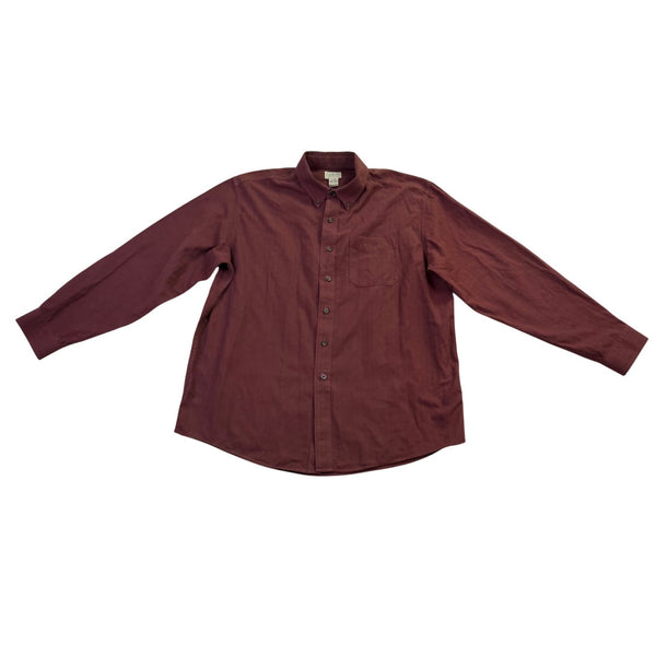L.L. Bean Mens Red Cotton Long Sleeve Button Down Shirt Sz XL Regular