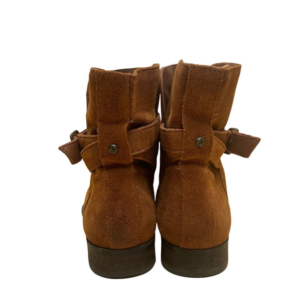 Sam Edelman Women’s Brick Brown Suede Buckle Strap Malone Ankle Boots Size 8.5
