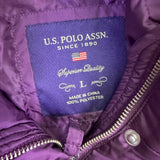 U.S. Polo Assn. Womens Purple Puffer Jacket With Hood Large Zippered