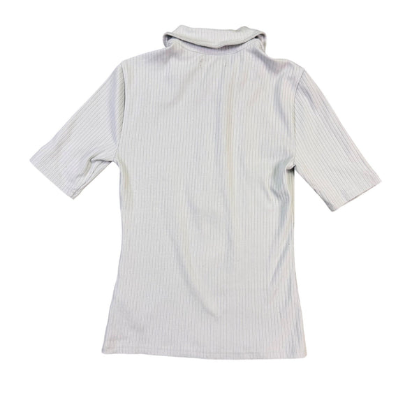 J.Crew Womens Light Blue Ribbe Polo Shirt  Short Sleeve Button Front Sz XS