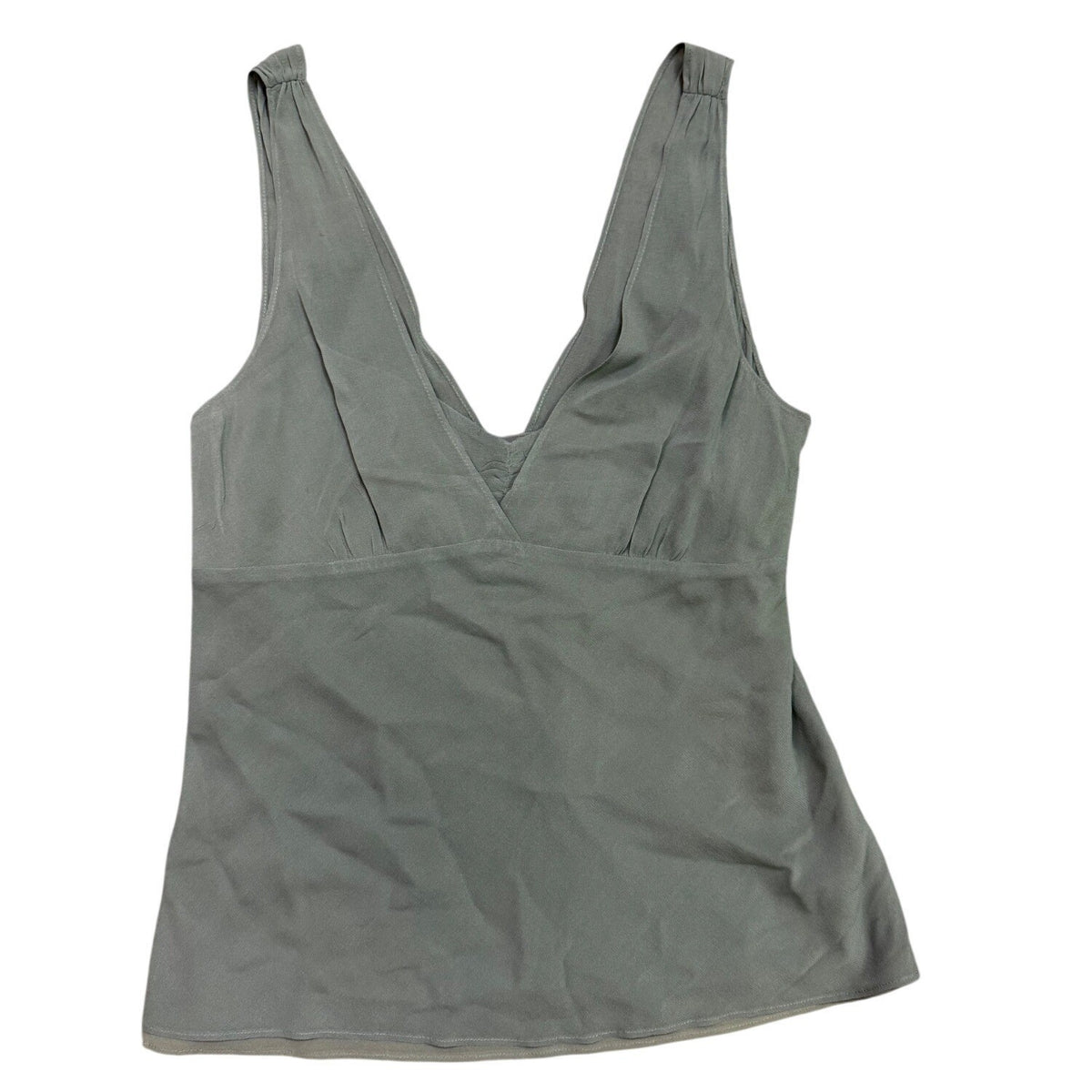 Theory Womens Sage Green Silk Blend Sleeveless V-Neck Tank Top Size M