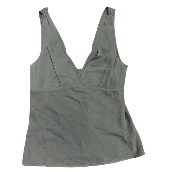 Theory Womens Sage Green Silk Blend Sleeveless V-Neck Tank Top Size M
